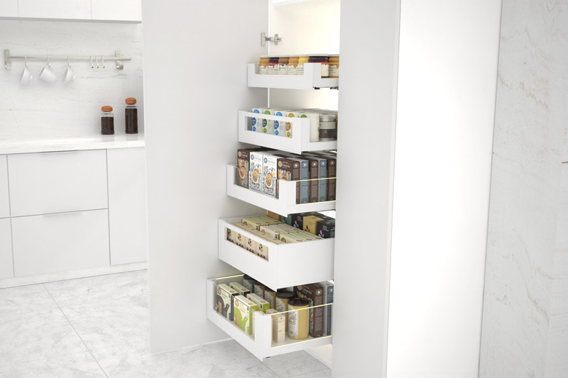 Doppelwandige Innenschublade aus Glas mit LED-Licht