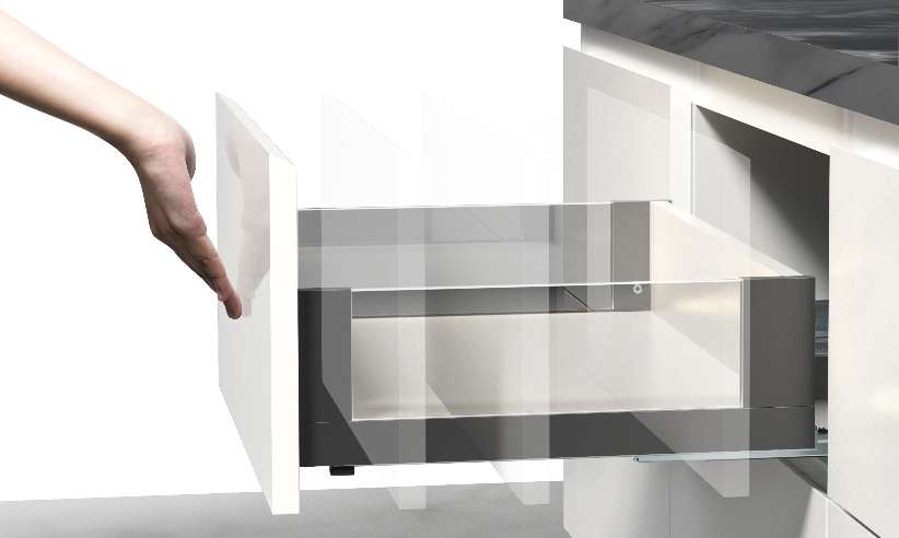 Glass side drawer