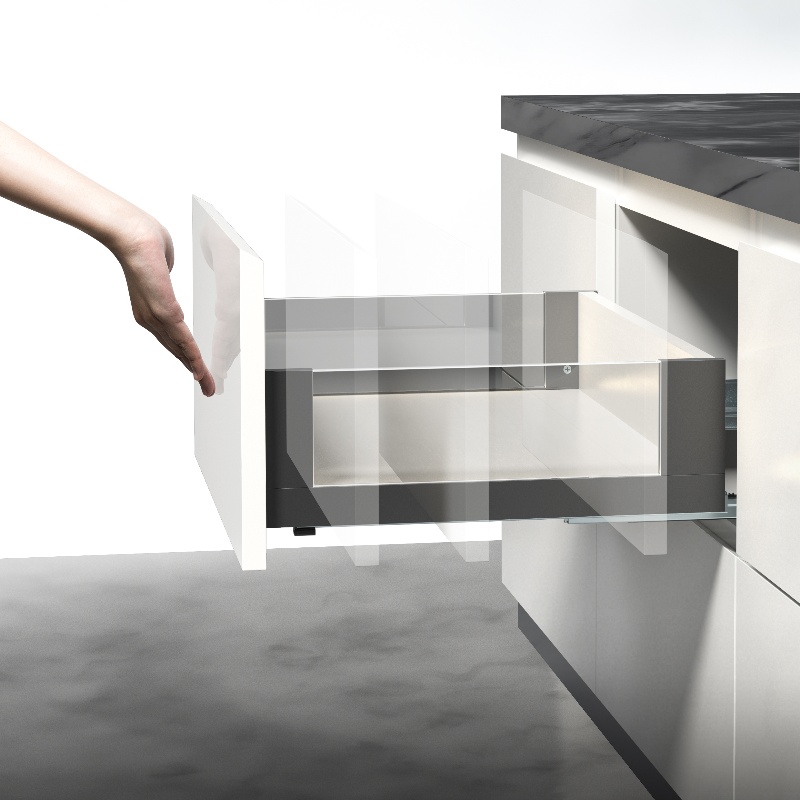 Glass side drawer box
